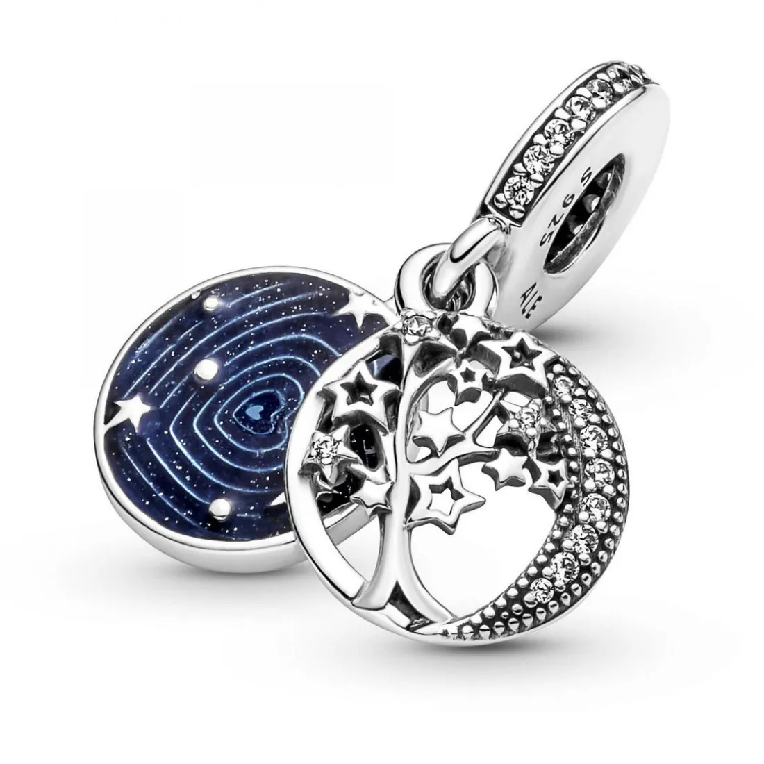 Charm double pendant Pandora Moments Arbre & Lune de la Galaxie