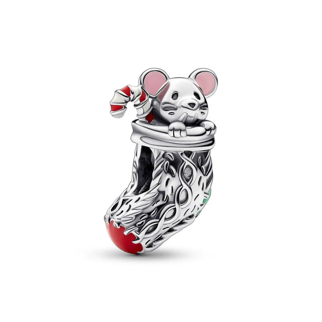 Charm Femme Chaussette de Noël et Souris Pandora Moments