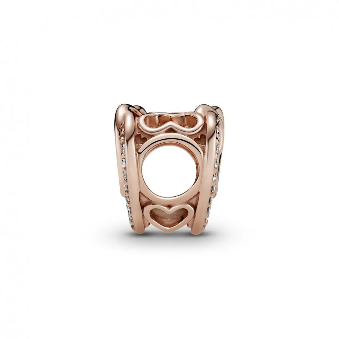 Charm Métal doré à l'or rose fin 585/1000 Cœurs Entrelacés Scintillant Pandora Bijoux