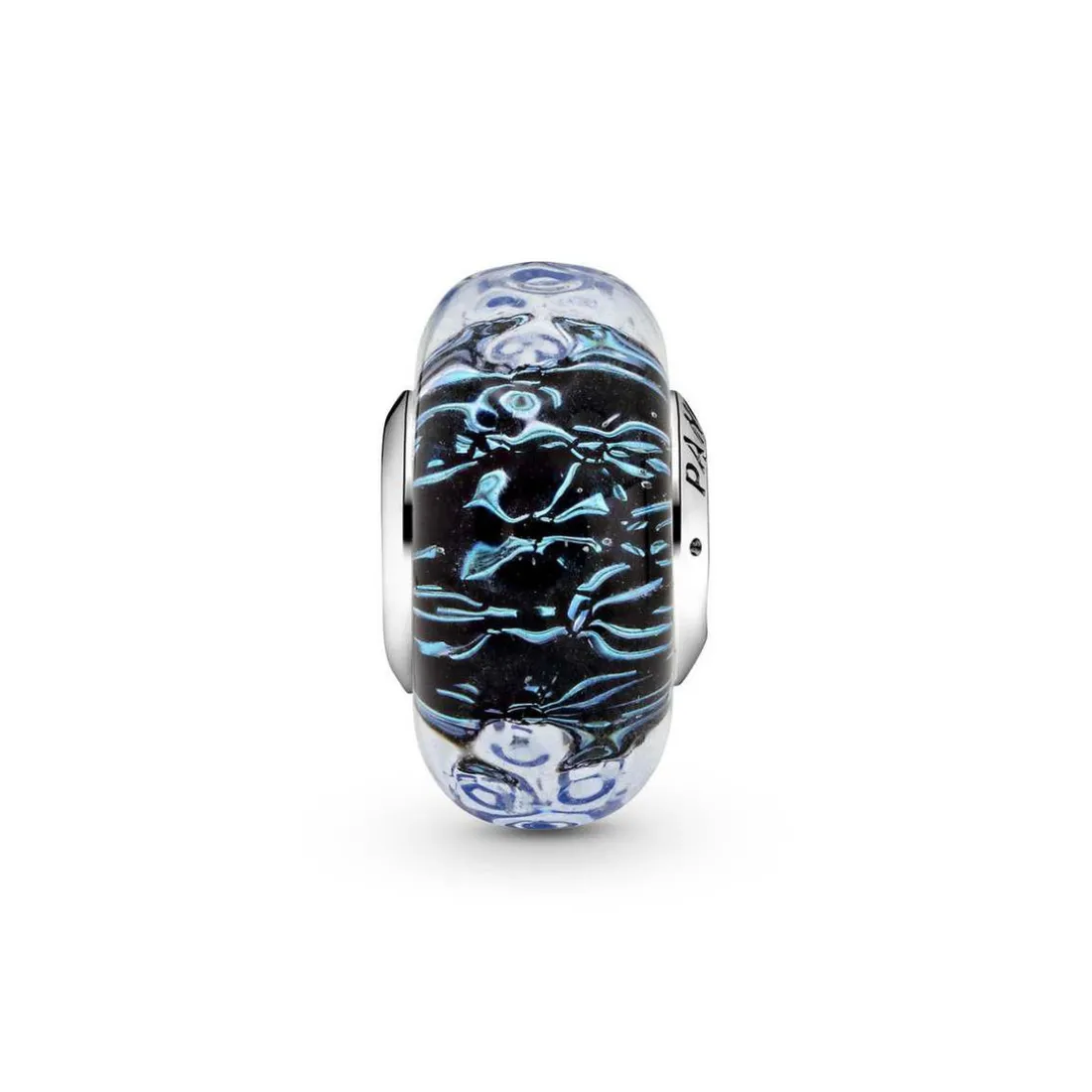 Charm Océan Verre de Murano Bleu Foncé Ondulé Pandora Colours