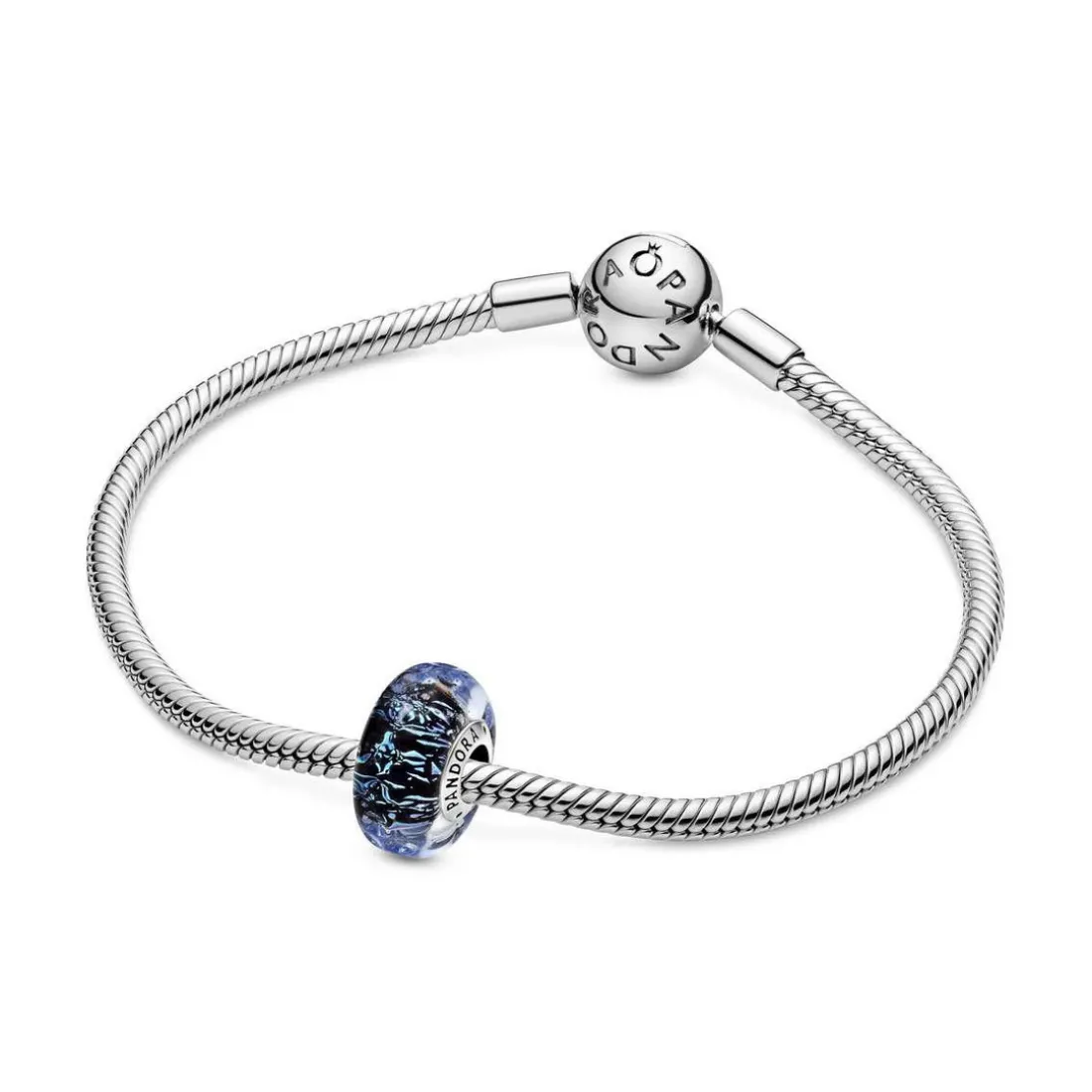 Charm Océan Verre de Murano Bleu Foncé Ondulé Pandora Colours