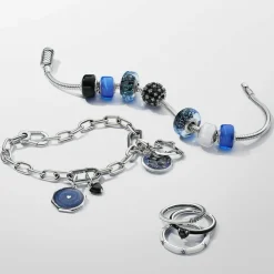 Charm Océan Verre de Murano Bleu Foncé Ondulé Pandora Colours