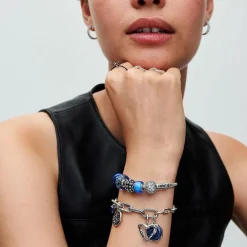 Charm Océan Verre de Murano Bleu Foncé Ondulé Pandora Colours