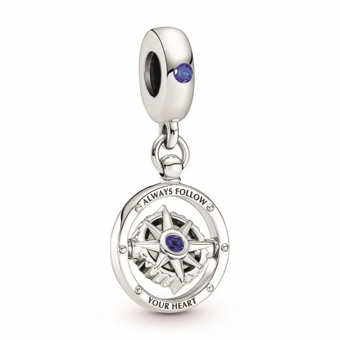 Charm Pandora Moments Boussole rotative avec inscription gravée