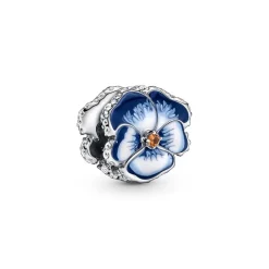 Charm Pandora Moments floral bleue & strass scintillant