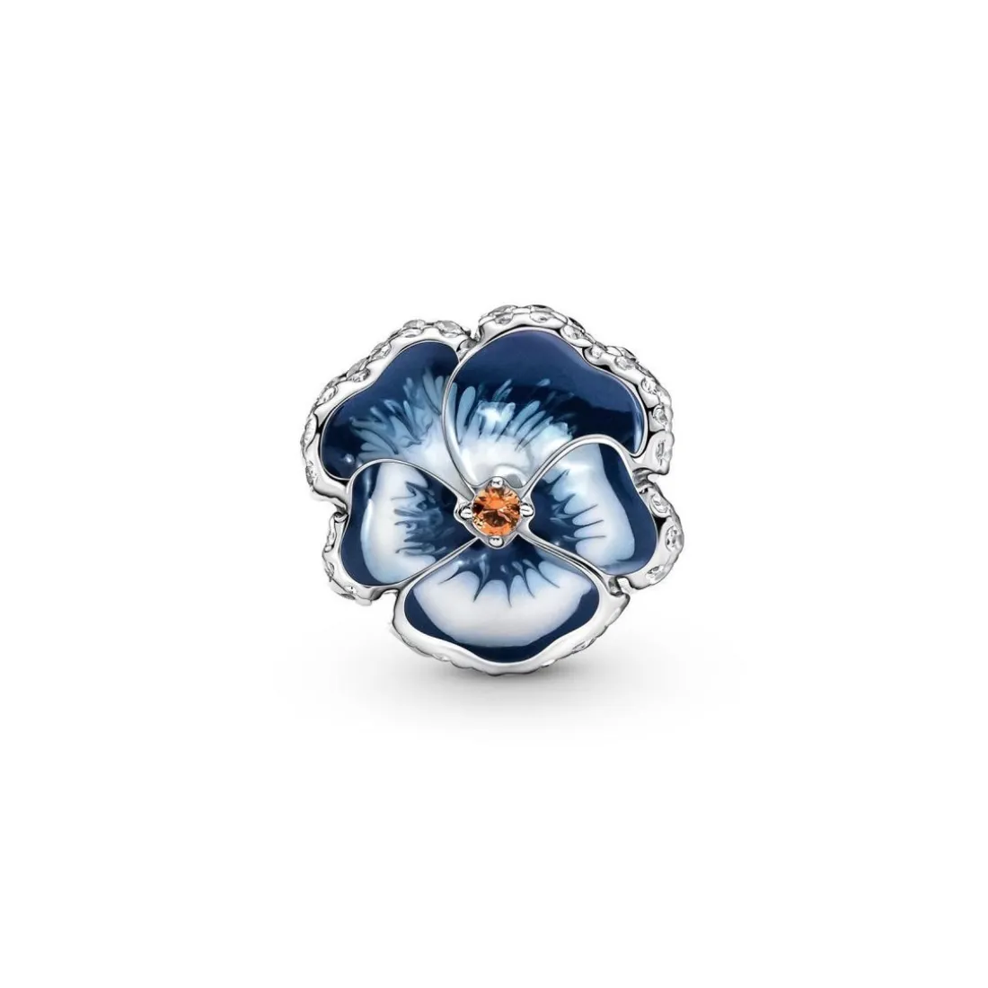 Charm Pandora Moments floral bleue & strass scintillant