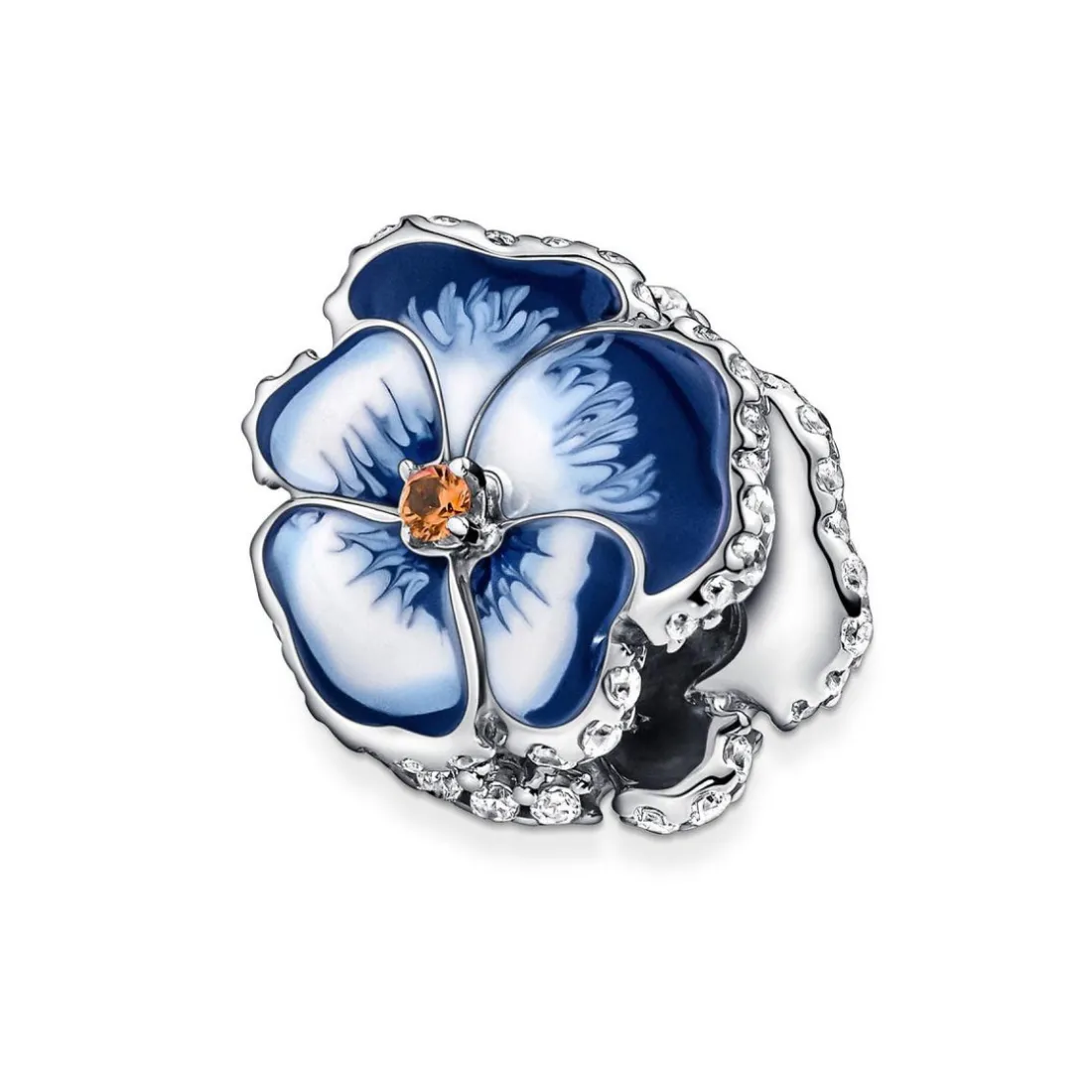 Charm Pandora Moments floral bleue & strass scintillant