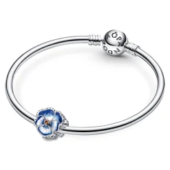 Charm Pandora Moments floral bleue & strass scintillant