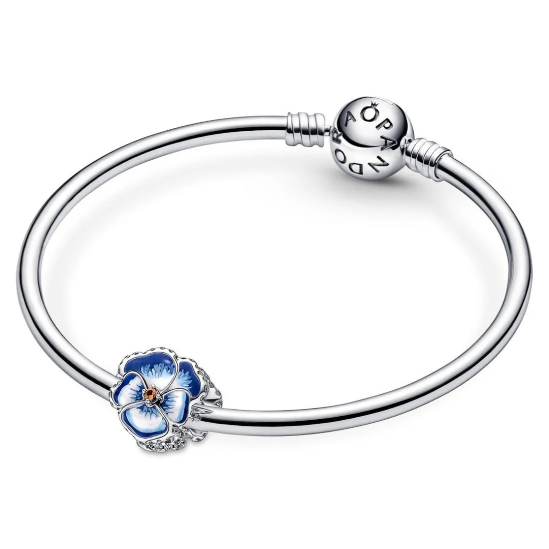 Charm Pandora Moments floral bleue & strass scintillant