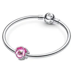 Charm Pandora Moments floral rose & strass scintillant