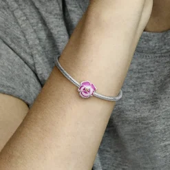 Charm Pandora Moments floral rose & strass scintillant