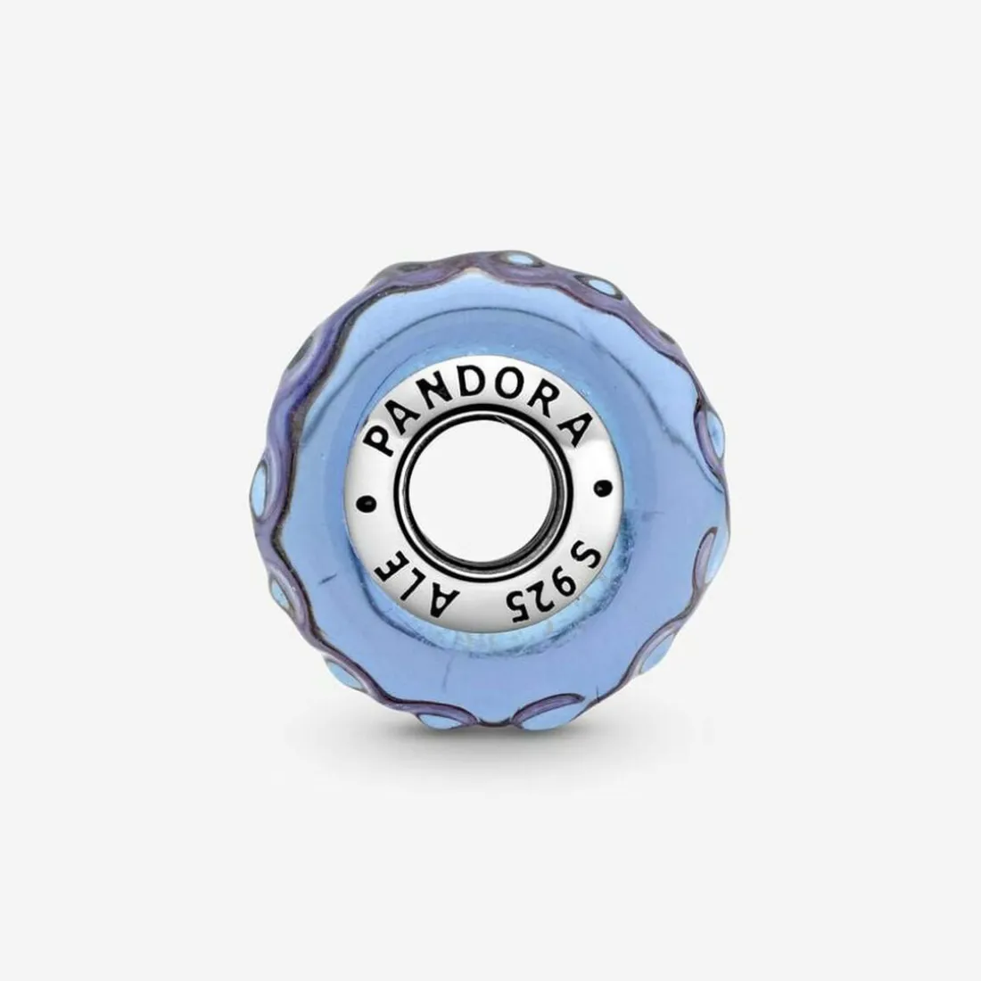 Charm Pandora Moments Lavande en verre de Murano ondulé