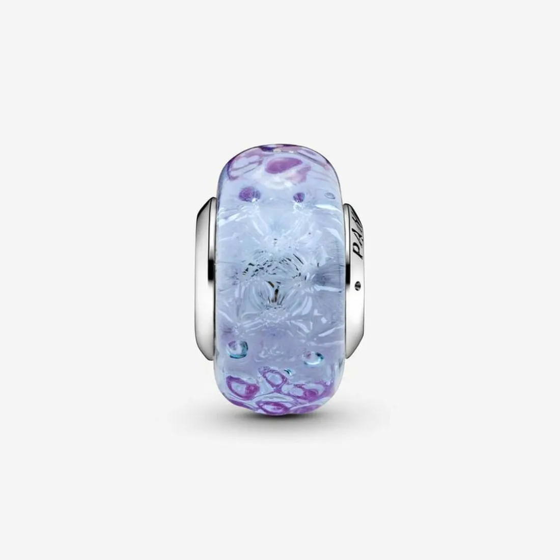 Charm Pandora Moments Lavande en verre de Murano ondulé