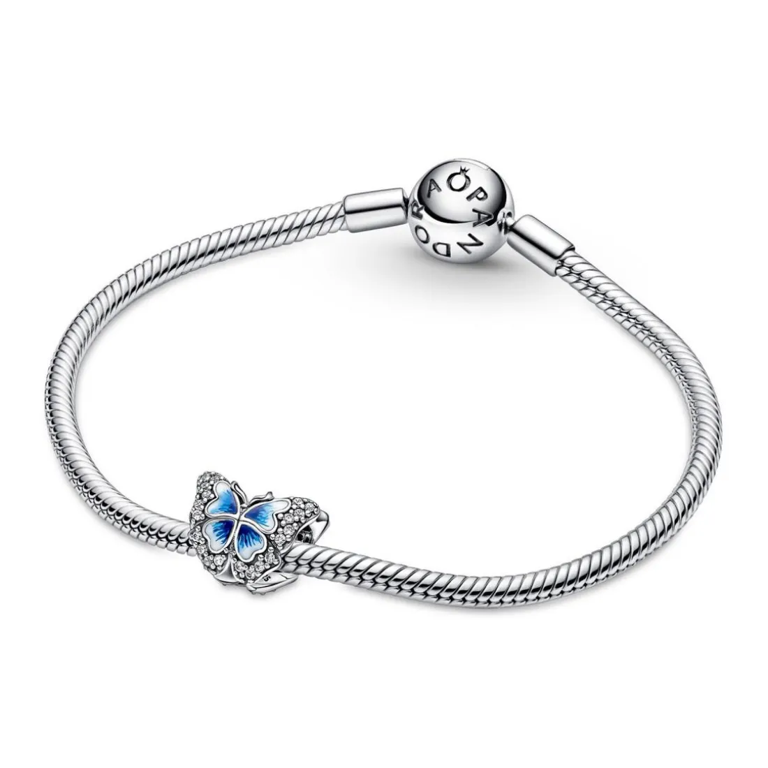 Charm Pandora Moments Papillon bleu scintillant double face