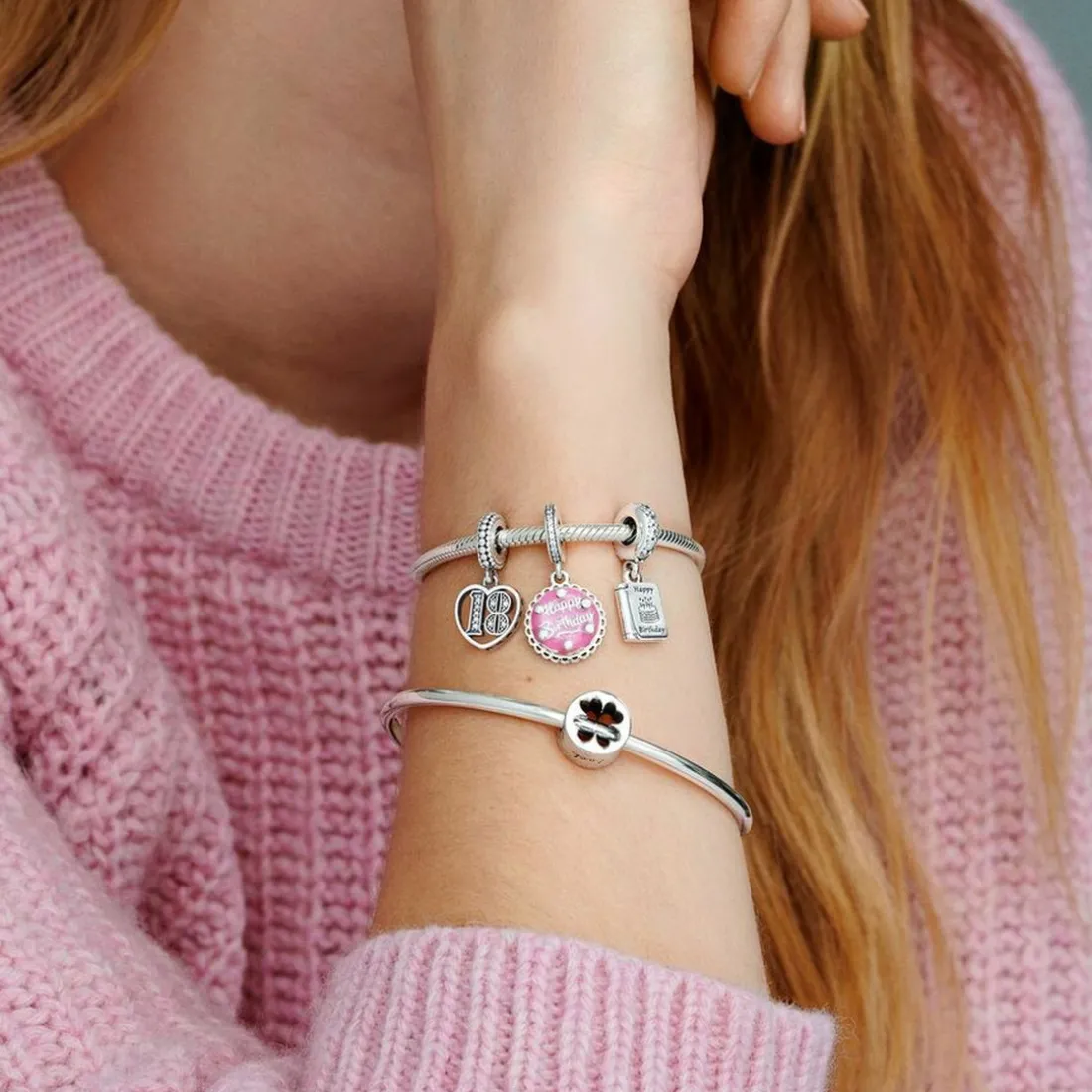 Charm Pandora Moments Trèfle à Quatre Feuilles Chance & Courage
