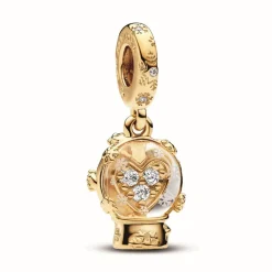 Charm Pendant Boule de Neige Cœur et Flocon