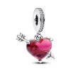 Charm Pendant Cœur Rouge et Flèche en Verre de Murano