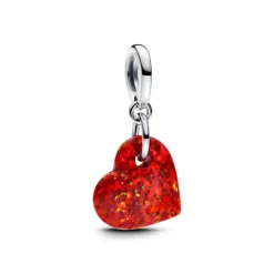 Charm Pendant Cœur Rouge Opalescent
