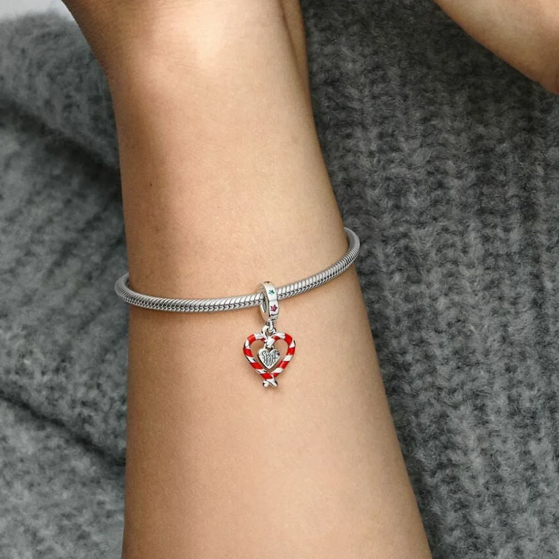 Charm Pendant de Noël Double Cœur en Sucre d’Orge