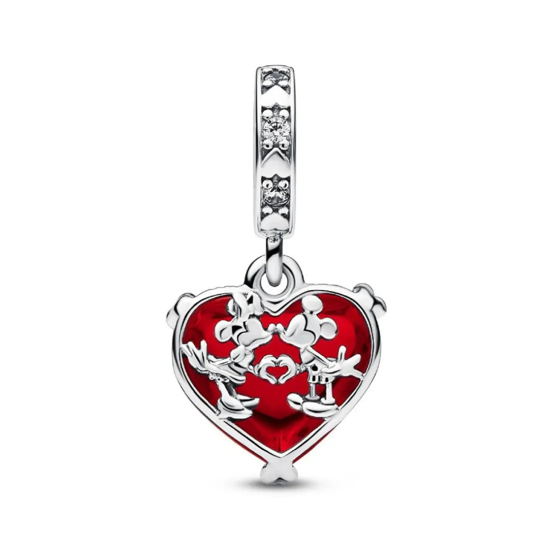 Charm Pendant Disney X Pandora - Murano Rouge Baiser de Mickey et Minnie