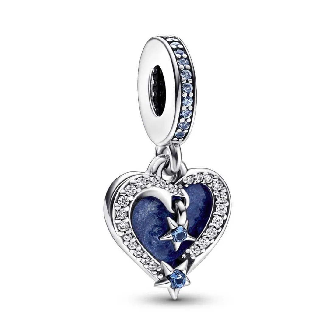 Charm Pendant Double Cœur et Étoiles Filantes Célestes - Pandora Moments