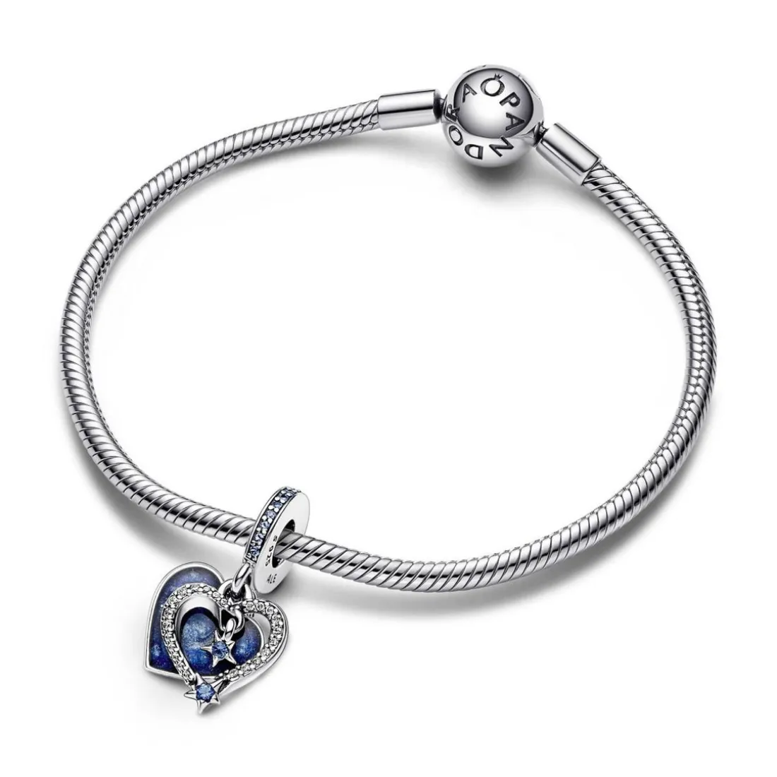 Charm Pendant Double Cœur et Étoiles Filantes Célestes - Pandora Moments