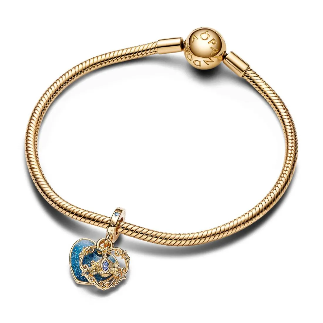 Charm Pendant Double Disney Carrosse de Cendrillon et Cœur