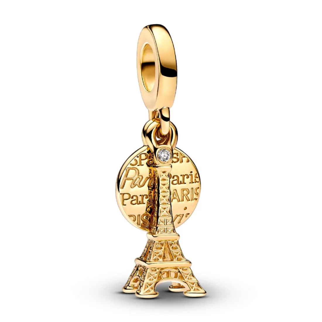 Charm Pendant Double Gravable Diamant de Synthèse Tour Eiffel