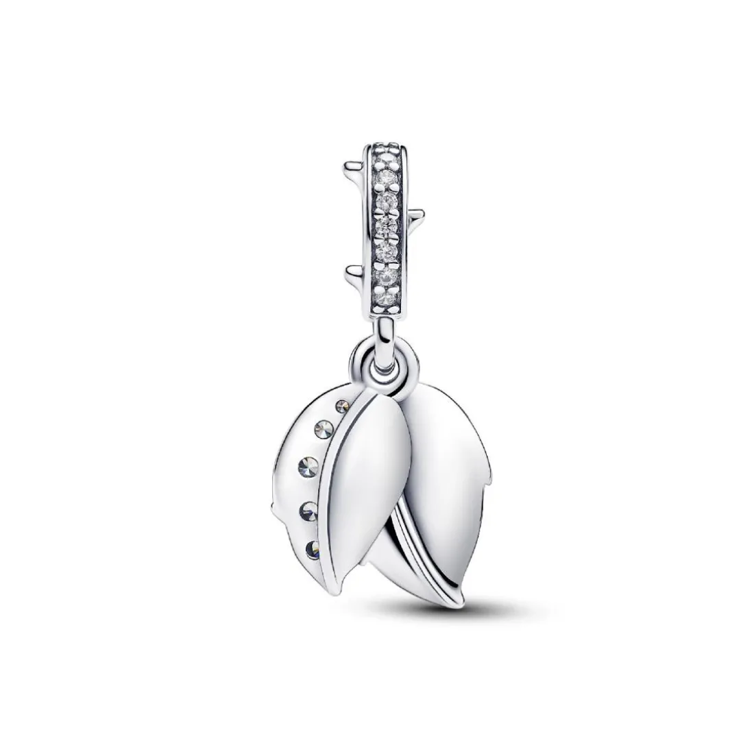 Charm Pendant Double Rose Épanouie Blanche