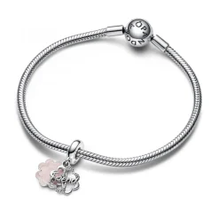 Charm Pendant Double Trèfle à Quatre Feuilles de l'Amitié