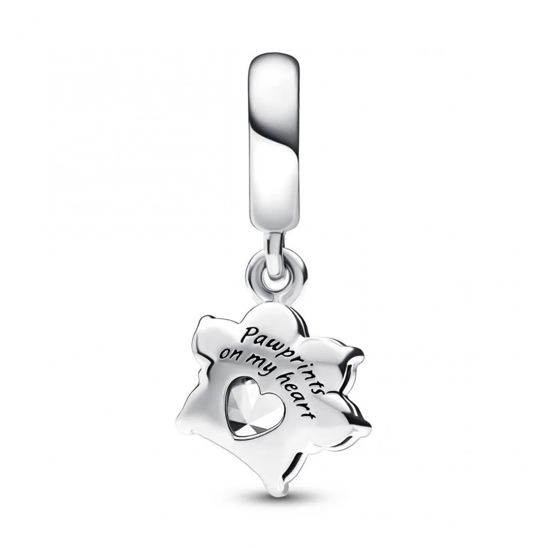 Charm Pendant Empreinte de Patte Scintillante