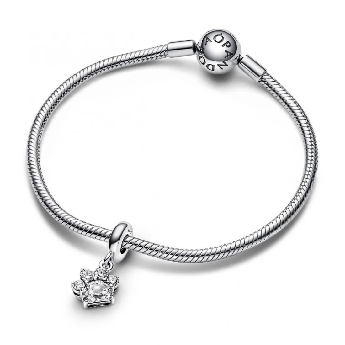 Charm Pendant Empreinte de Patte Scintillante