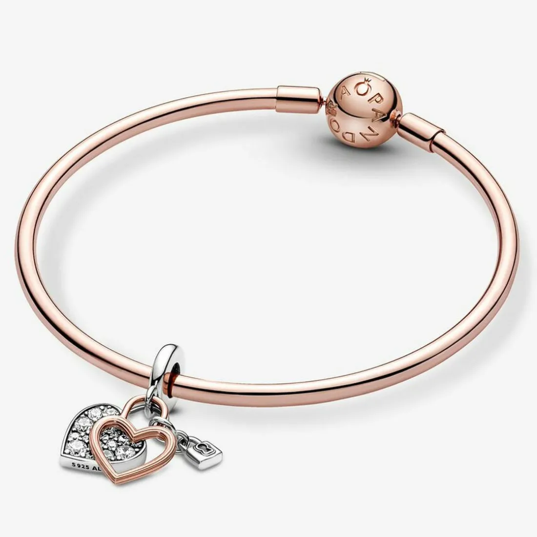 Charm pendant Pandora moments Coeur & mini cadenas