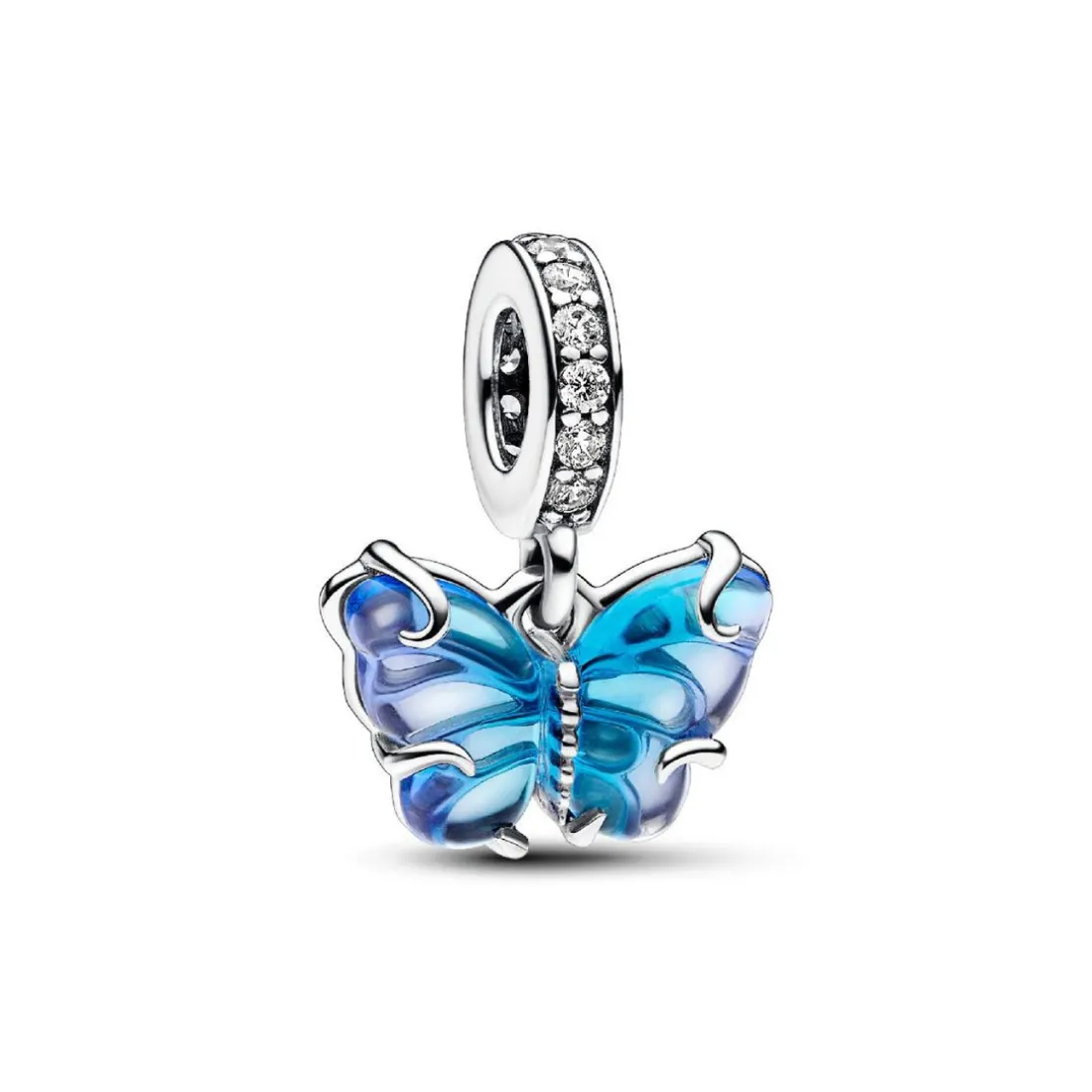 Charm Pendant Papillon Murano Bleu