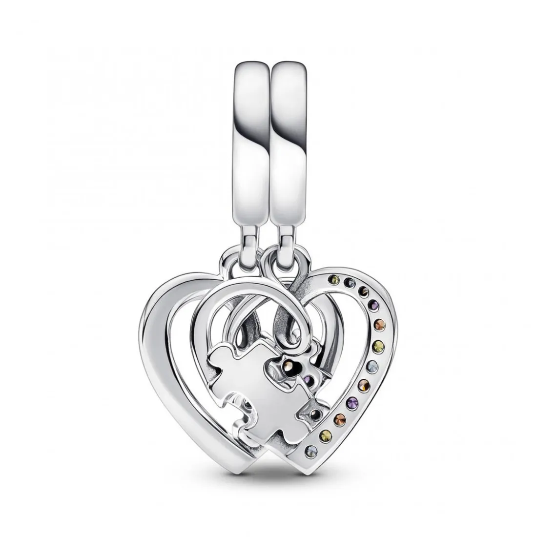 Charm Pendant Séparable Cœurs et Pièces de Puzzle de l’Amitié