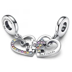 Charm Pendant Séparable Cœurs et Pièces de Puzzle de l’Amitié