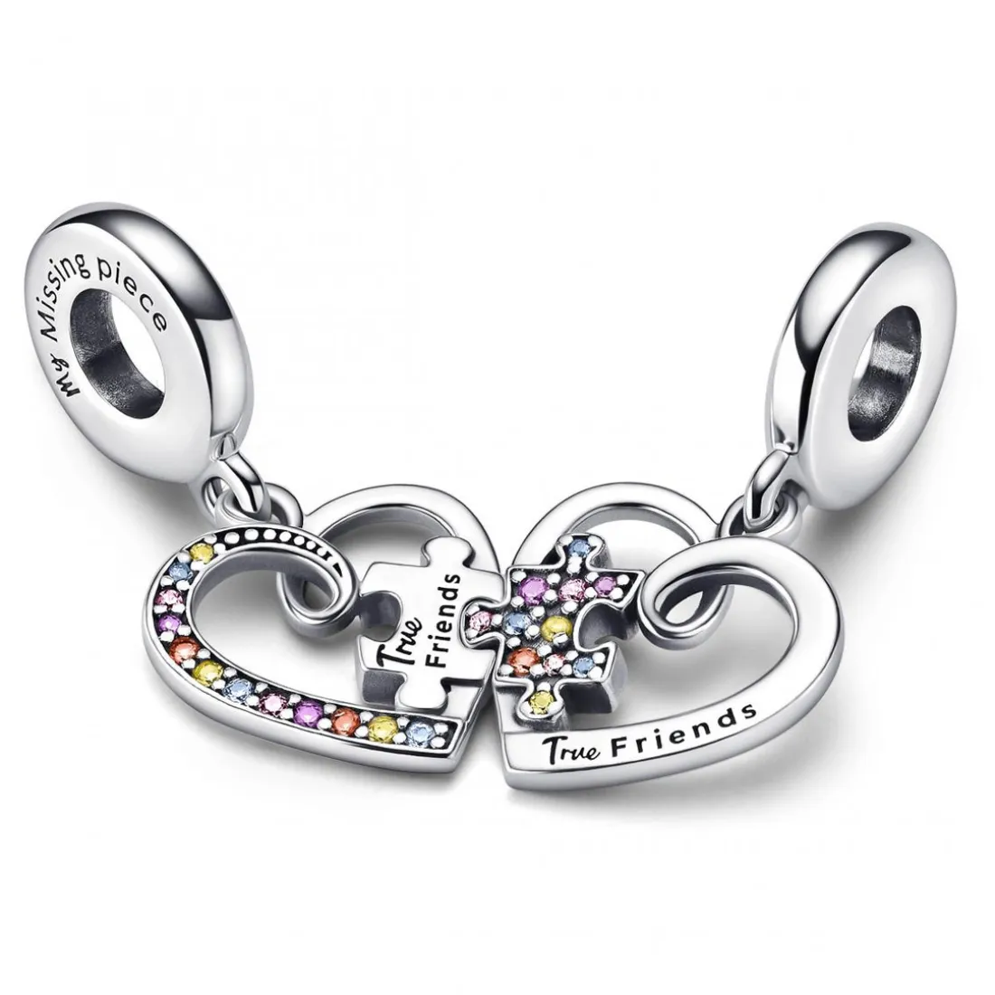 Charm Pendant Séparable Cœurs et Pièces de Puzzle de l’Amitié