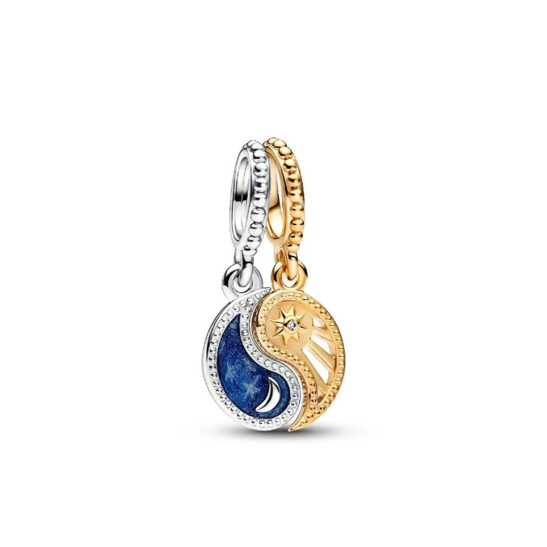 Charm Pendant Séparable Soleil et Lune Bimatière