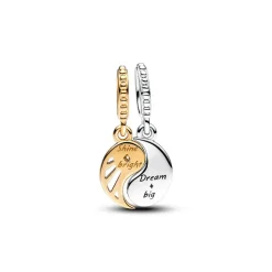 Charm Pendant Séparable Soleil et Lune Bimatière