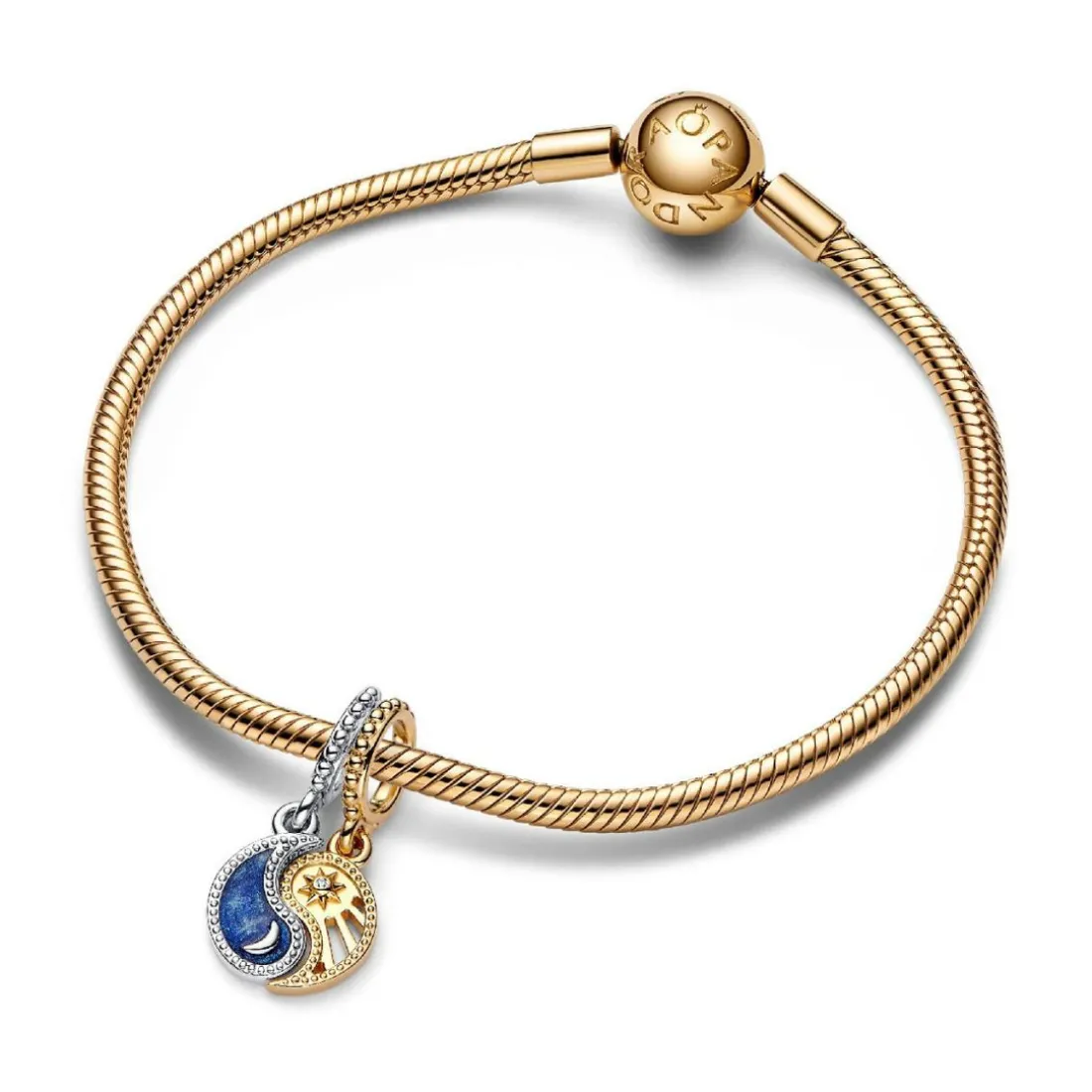 Charm Pendant Séparable Soleil et Lune Bimatière