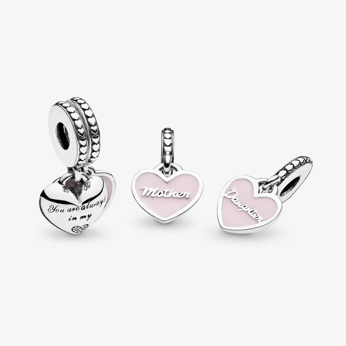 Charm pendentif Pandora Moments avec cœurs mère et fille