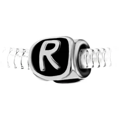 Charm perle lettre R en acier par SC Crystal BEA0269-R