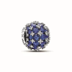 Charm Rond Pavé Scintillant Bleu