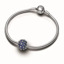 Charm Rond Pavé Scintillant Bleu