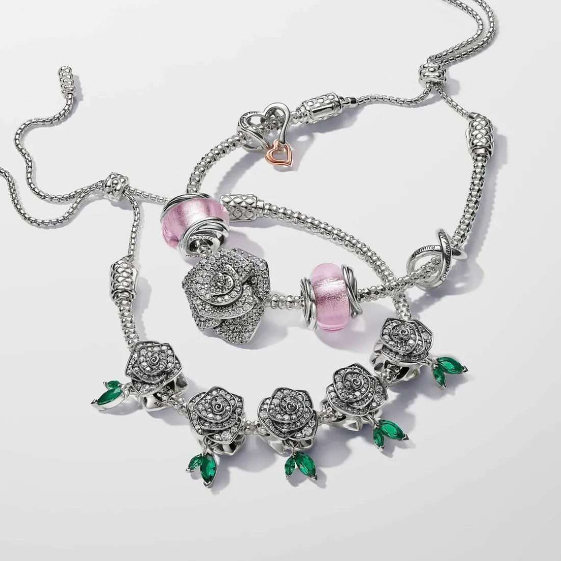 Charm Rose Épanouie Scintillante