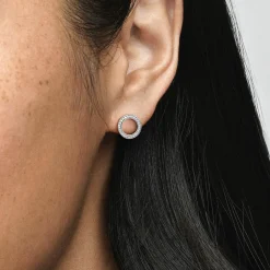 Clous d'Oreilles Cercles Scintillants Pandora Signature Argent 925/1000ᵉ