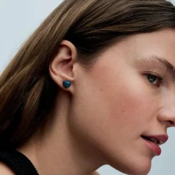 Clous d’Oreilles Cœur Vert Opalescent