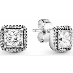 Clous d'Oreilles Pandora Signature Halo Scintillant Carrés