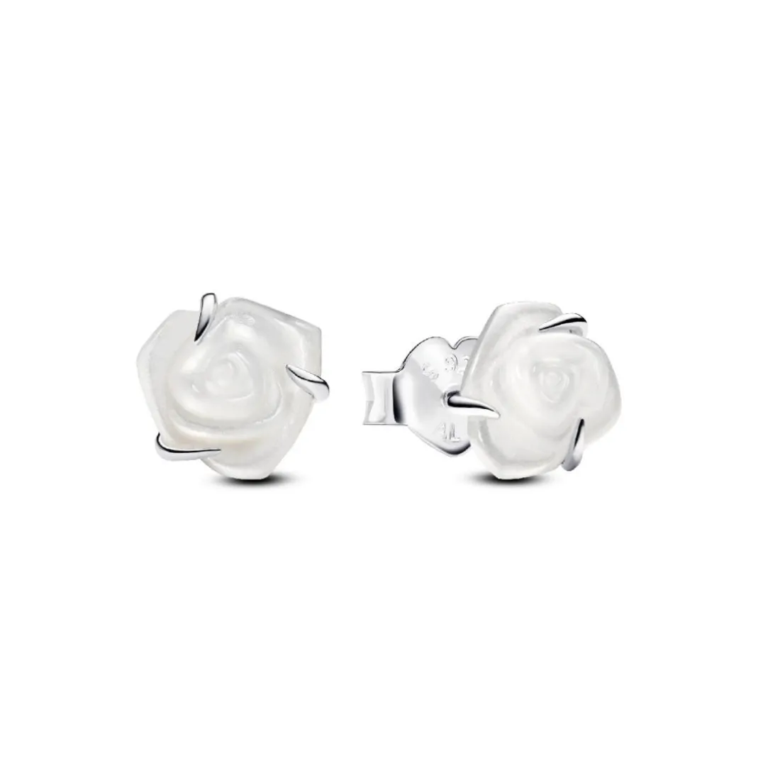Clous d’Oreilles Rose Épanouie Blanche