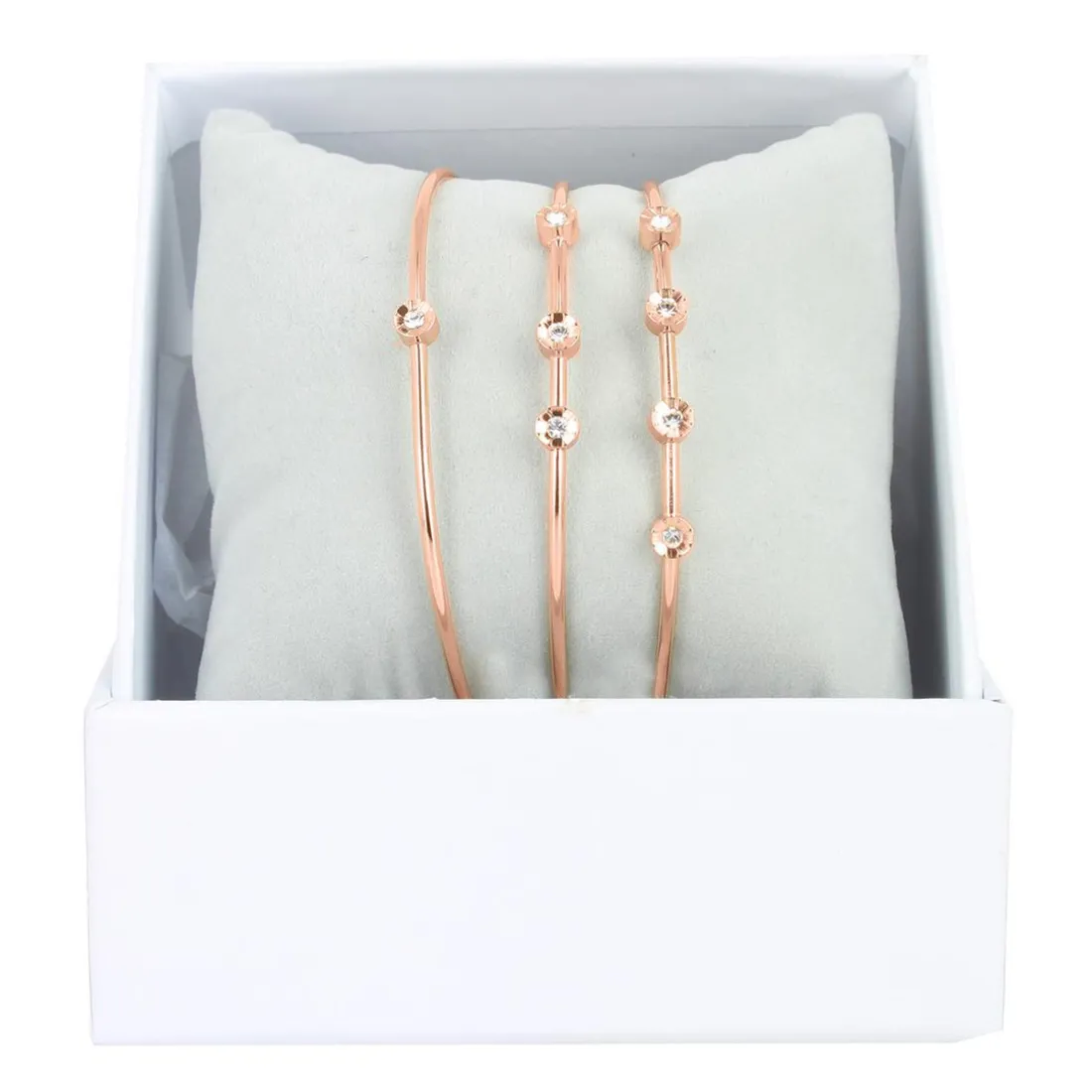Coffret Les Interchangeables A58669 - 3 Joncs Sertis Fleurs Doré Rose Femme